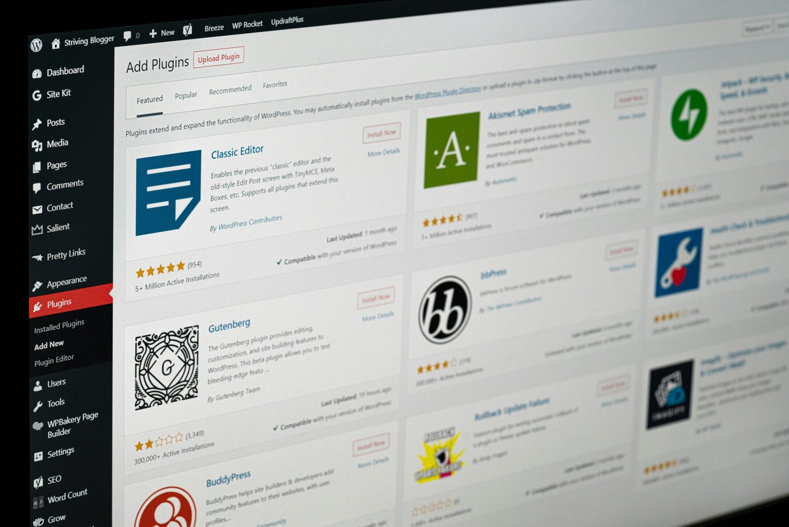 WordPress plugin ecosystem and content management