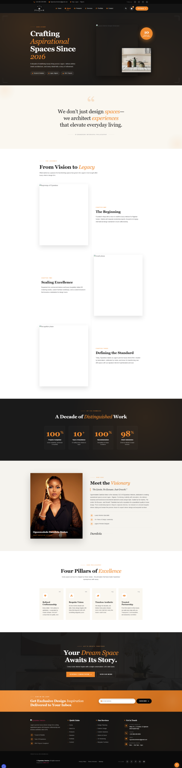 D Grandeur Interiors website