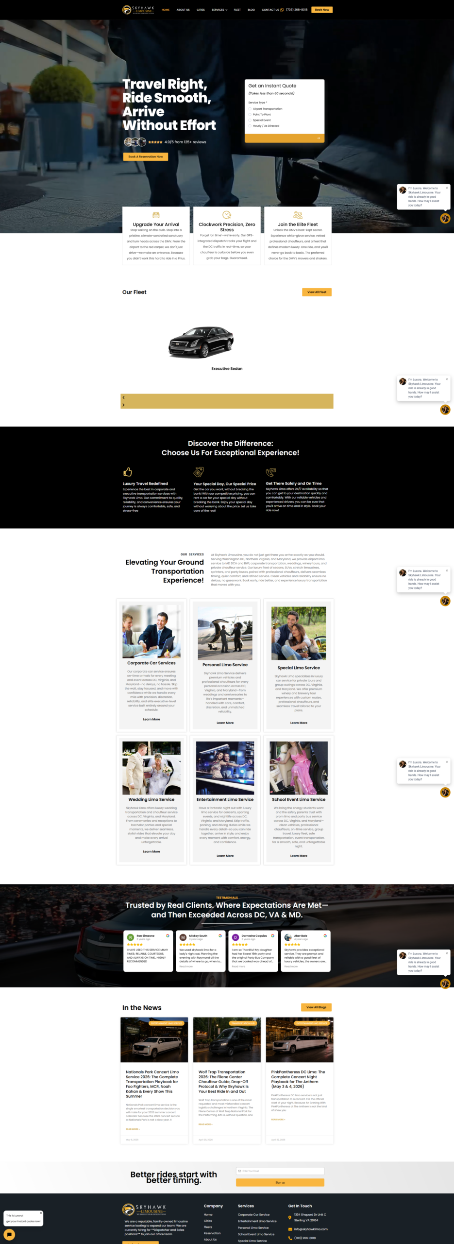 Skyhawk Limousine website