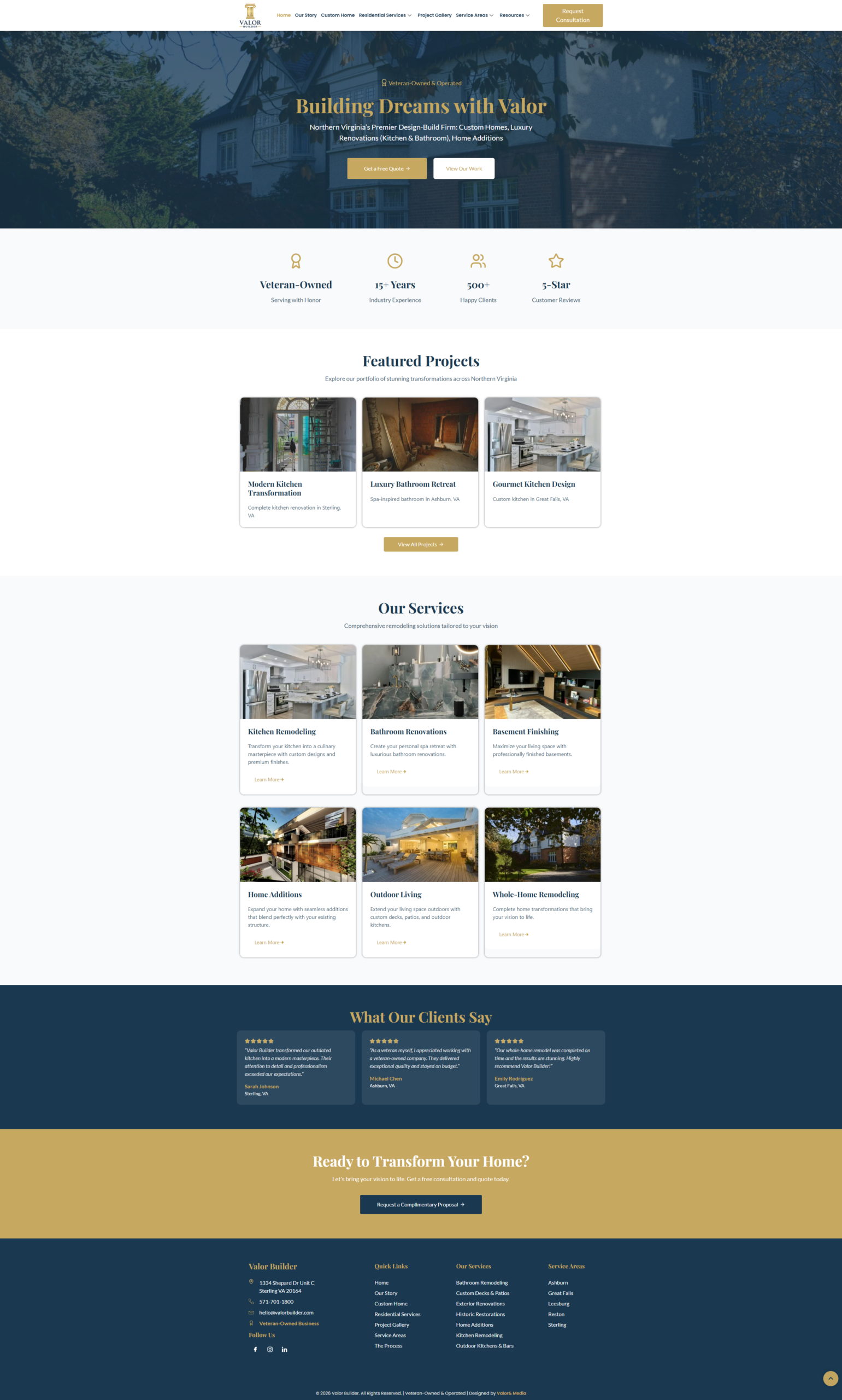 Valor Builder website